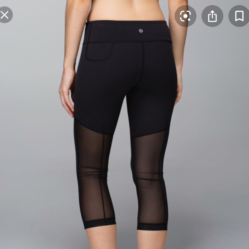 lululemon black mesh breathe easy crop